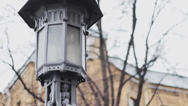 Vintage Antik Utcai Lámpa Történelmi Lámpaoszlopok Építészet Megvilágítás — Stock videók