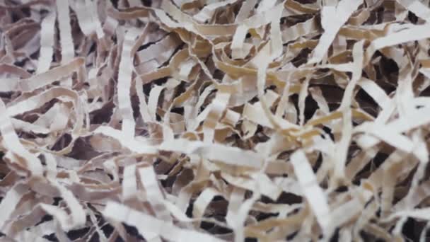 Papierschreddern Und Recycling Papierkram Material Holz Textur Müll — Stockvideo