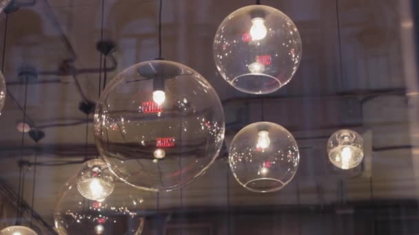 Abat Jour Rond Transparent Avec Ampoules Incandescentes Design Éclairage Intérieur — Video