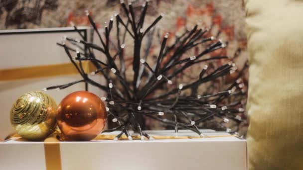 Navidad Festiva Bola Juguetes Decoración Caja Regalo Año Nuevo — Vídeos de Stock