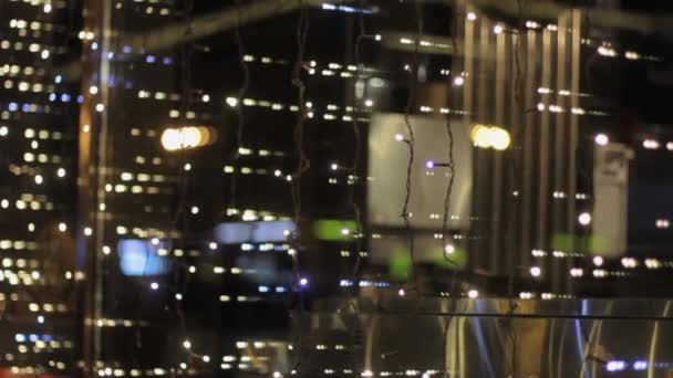 Światła Girlandy Zamazane Tło Oświetlona Abstrakcyjna Przestrzeń Projektowa — Wideo stockowe