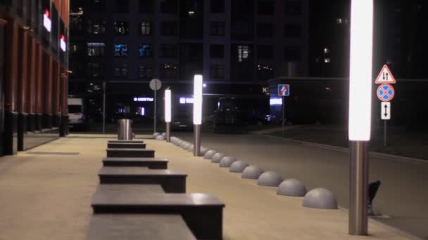 Architektura Minimalismus Drahé Městské Ulice Večerních Hodinách Panství — Stock video