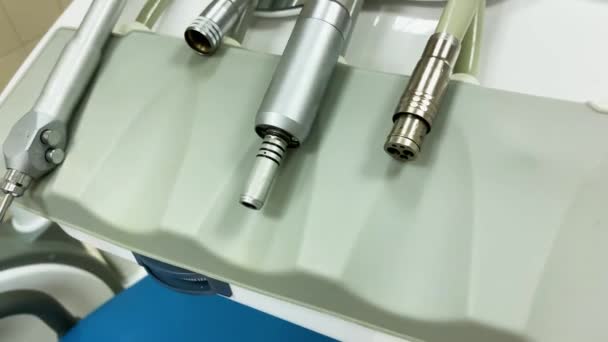 Tools dental . Bor machine. nozzle. drill.purge. cutting. — Stock Video