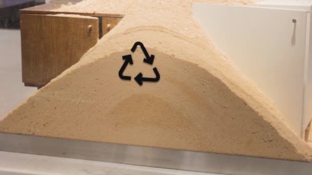 Zaagsel Gerecycleerd Materiaal Eco Meubels Gerestaureerd Vervanging Van Nieuw Hout — Stockvideo