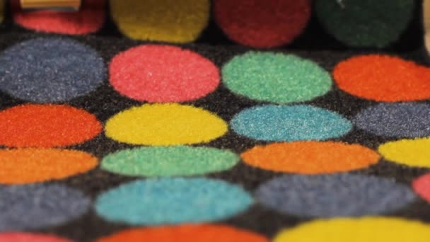 Gekleurde Cirkels Het Tapijt Fuzzy Structuur Patroon Diversiteit — Stockvideo