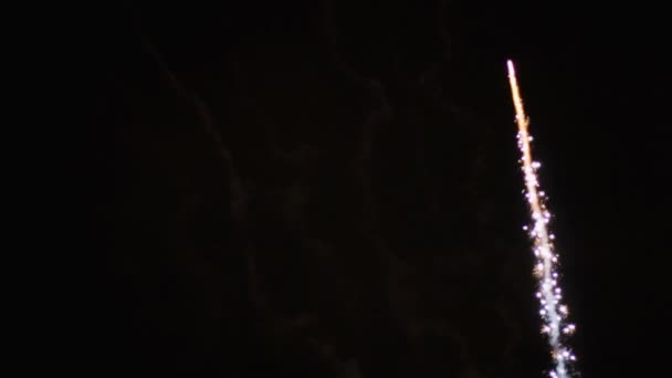 Fireworks Falling Shiny Star Dark Sky Celebration — Stock Video