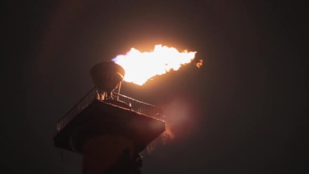 Rostral Column Beacon Fiery Saint Petersburg Gas — Stock Video