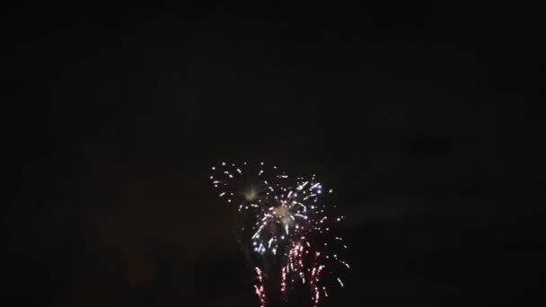 Robbanás Fehér Tűzijáték Villanás Égen Ünneplés — Stock videók
