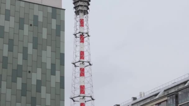 Television Tower Fernsehturm Σύγχρονη Κατοικία Εξωτερικό Σήμα Διαθεσιμότητας Υποδομής — Αρχείο Βίντεο