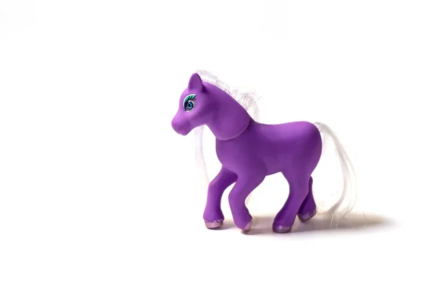 Toy small purple horse pony figurine isolated — Stock Photo, Image