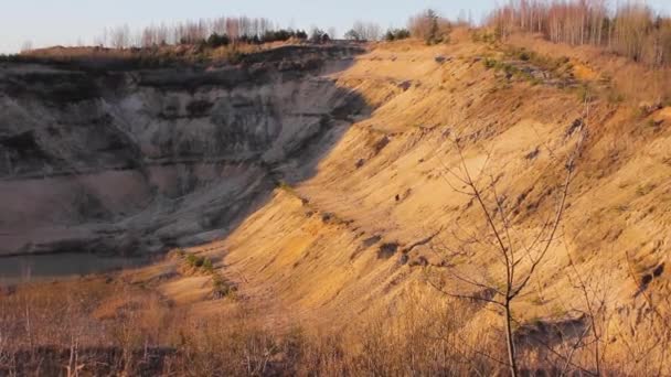 Groeve Canyon Een Zandige Textuur Geologie Klimmen Wandelen — Stockvideo