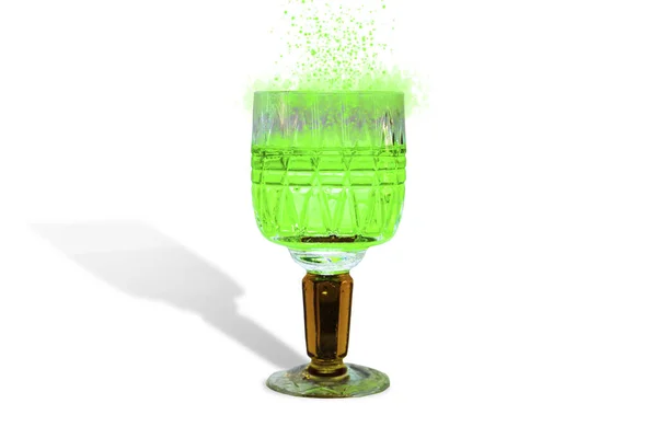 Trolldryck Gröna Trollformler Kristall Glas Isolerad — Stockfoto