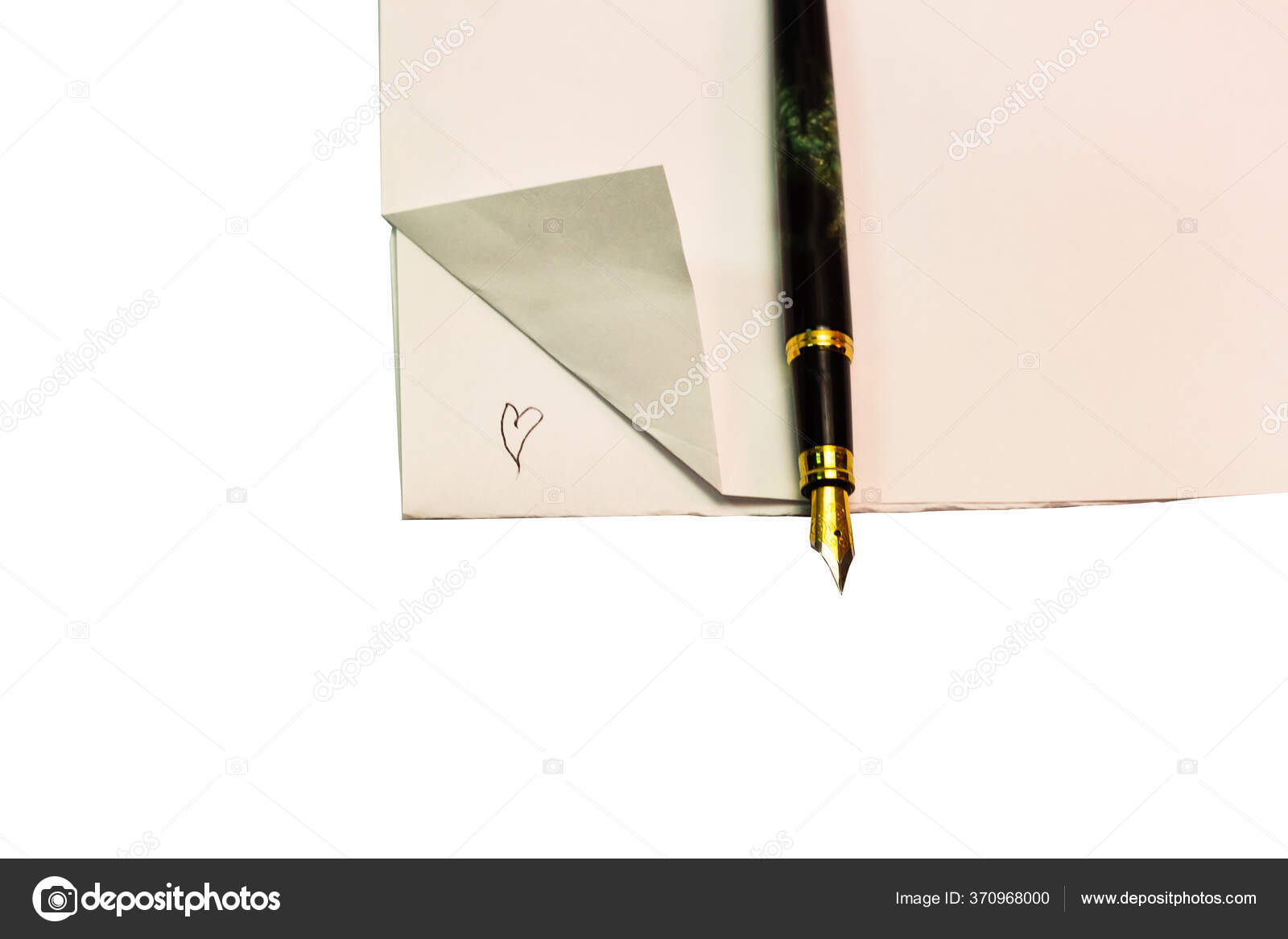 Writing Love Letters Pen Ink Heart Shape Isolated Copyspace — Stock ...