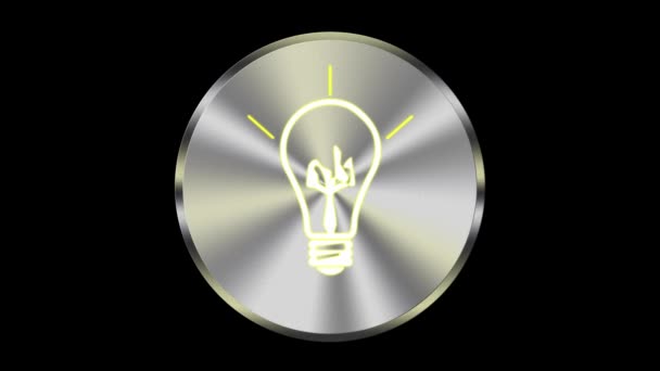 Botão de metal ligar a energia elétrica lâmpada — Vídeo de Stock