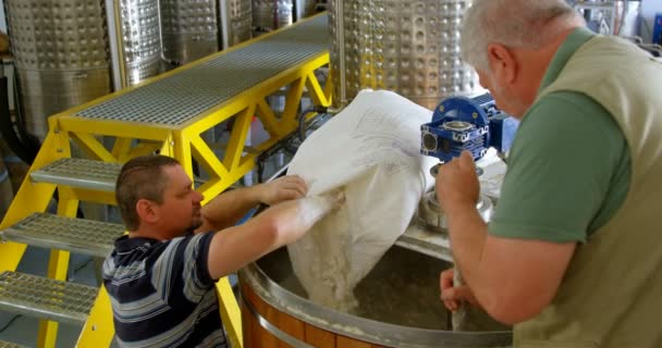工厂男工人在酿酒厂准备杜松子酒 — 图库视频影像