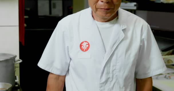 Чоловічий Шеф Кухаря Стоячи Кухні Ресторані — стокове відео