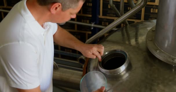 Maturo Lavoratore Maschile Che Lavora Fabbrica — Video Stock