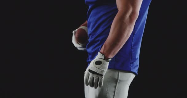 Side View Mid Section Caucasian Male American Football Player Wearing — Stock Video