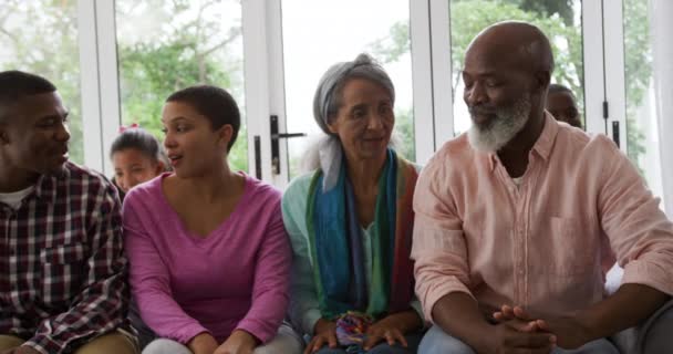 Front View Six Members Multi Generation African American Family Home — Stock Video