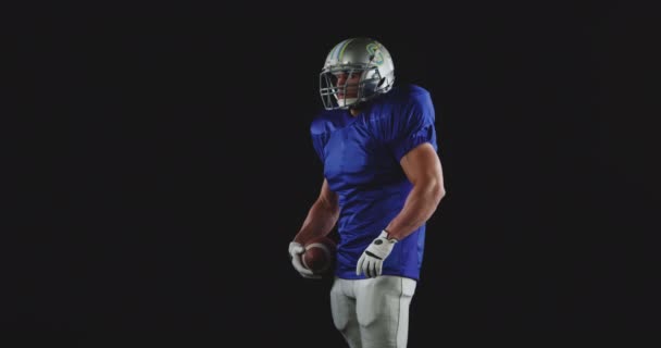 Side View Caucasian Male American Football Player Wearing Team Uniform — Stock Video