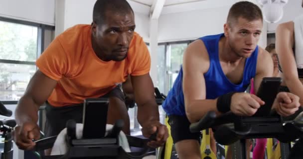 Front View Diverse Group Adults Wearing Sports Clothes Working Out — Stock Video