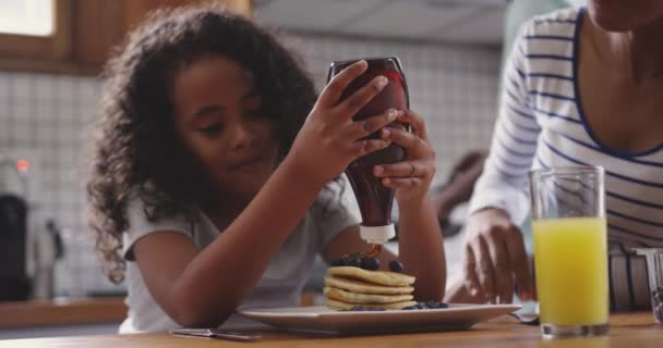 Vue Face Gros Plan Une Jeune Fille Afro Américaine Mère — Video