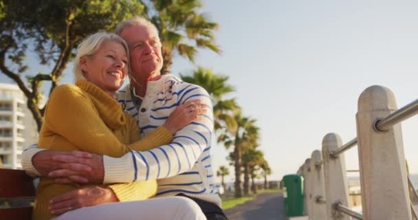 Low Angle Front View Senior Caucasian Couple Enjoying Time Nature — 图库视频影像