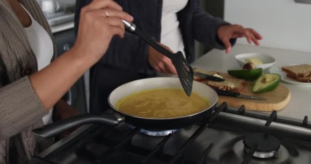 Vista Lateral Una Pareja Femenina Raza Mixta Disfrutando Del Tiempo — Vídeo de stock