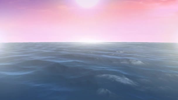 composite numérique d'un océan calme avec un ciel rose presque coucher de soleil 