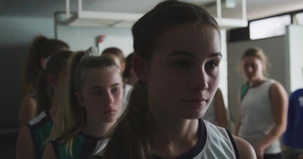 Vista Frontal Close Uma Equipe Adolescentes Jogadores Hóquei Branco Uniforme — Vídeo de Stock