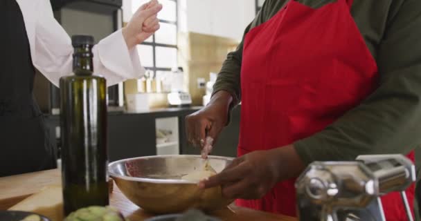 Vista Lateral Perto Uma Mulher Afro Americana Sênior Uma Chef — Vídeo de Stock