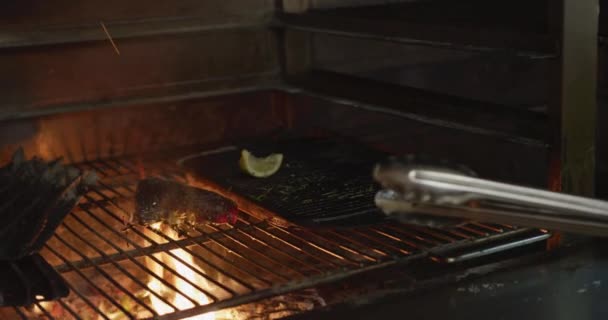 Großaufnahme Der Hände Einer Kaukasischen Köchin Die Einer Belebten Restaurantküche — Stockvideo