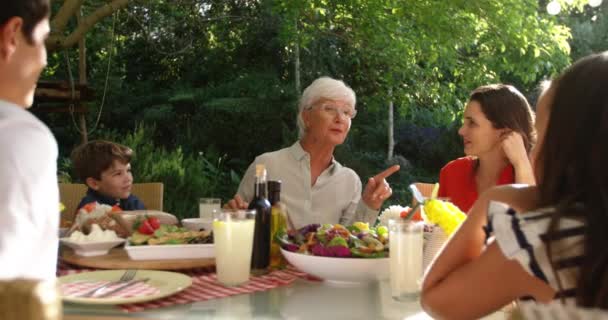 Widok Przodu Starszej Białej Kobiety Jej Dorosłej Córki Męża Wnuka — Wideo stockowe