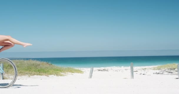 Vue Latérale Heureux Couple Caucasien Jouissant Temps Libre Sur Plage — Video