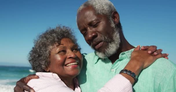 Low Angle Front View Close Happy Senior African American Couple — Stockvideo