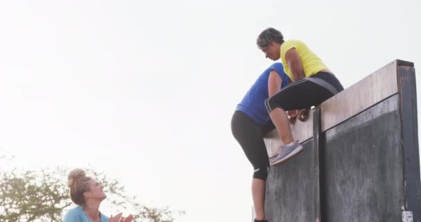 Niedrige Seitenansicht Einer Kaukasierin Und Einer Frau Mit Gemischter Rasse — Stockvideo