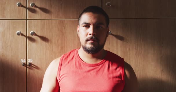 Portrait Close Disappointed Mixed Race Male Football Player Wearing Sportswear — Stock Video