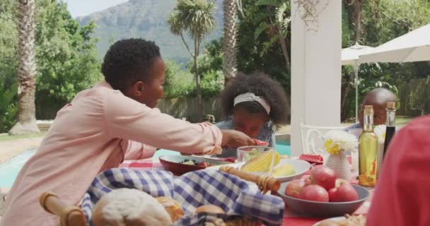 Vista Lateral Uma Mulher Afro Americana Que Tem Bom Tempo — Vídeo de Stock