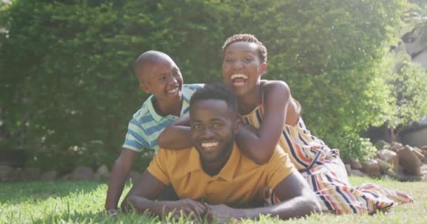 Front View African American Man Having Good Time Garden His — Stock Video