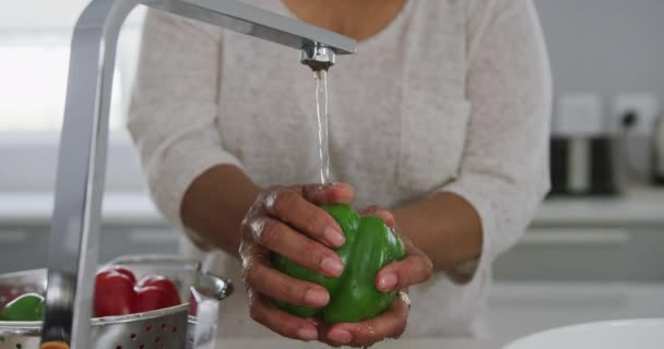 Close Uma Mulher Afro Americana Sênior Passar Tempo Casa Distanciamento — Vídeo de Stock