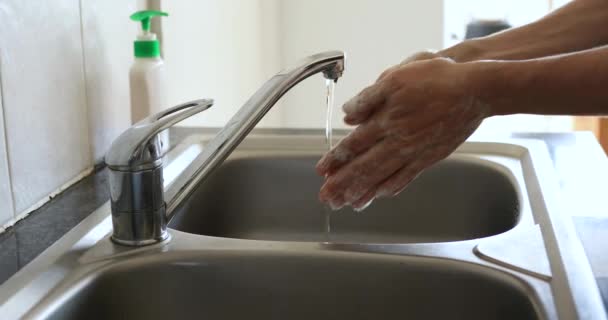 Střední Část Zblízka Běloška Tráví Čas Doma Izoluje Společensky Distancuje — Stock video