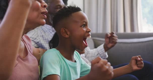 Multi Generatie Gemengde Ras Familie Genieten Van Hun Tijd Thuis — Stockvideo