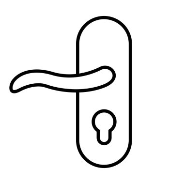 Beyaz arkaplanda izole edilmiş web tasarımı için ev vektör simgesinin ana kapısının açık olması. Ev ikonunun kapısı. Vektör illüstrasyonu.