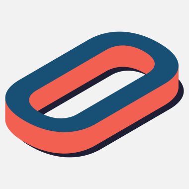 İzometrik harfler. İzometrik görüntüde harf. Mavi-turuncu renkler. Vektör illüstrasyonu.