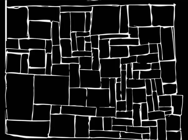 Fond Abstrait Composé Éléments Géométriques Fond Noir Blanc Partir Carrés — Image vectorielle