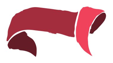 Kırmızı kumaş, bükülmüş kanat. Bir mesaj, bir çağrı yazabileceğiniz bir pankart. Kırmızı, kırmızı ve pembe renkler. Vektör illüstrasyonu.