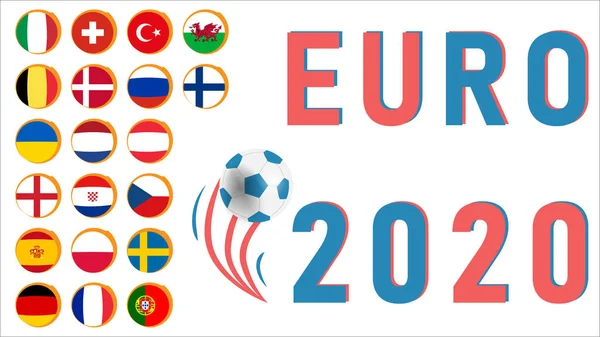 Skupinové Etapy Mistrovství Evropy Fotbale Euro 2020 Vektorová Ilustrace — Stockový vektor