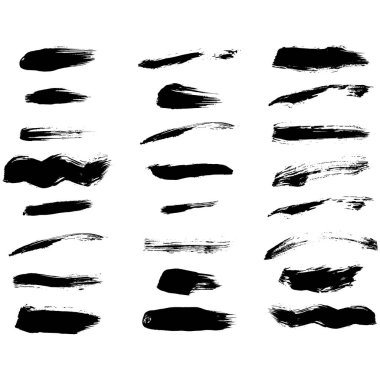 Bir fırça tarafından çizilmiş soyut şekiller ve işaretler.