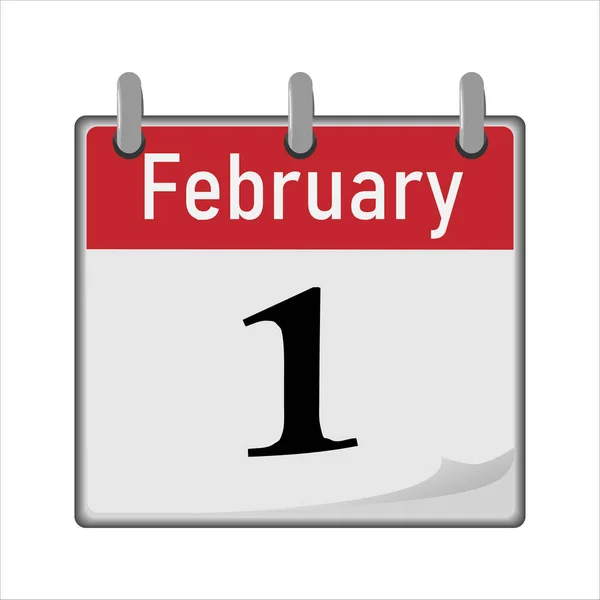 Ikona Kalendarza Jest Pierwszą Liczbą Miesiąca Czerwone Białe Przewracanie Prześcieradła — Wektor stockowy