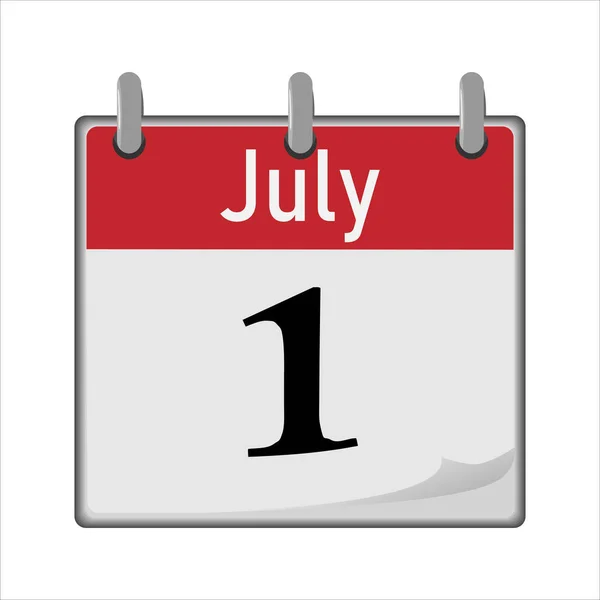 Icona Del Calendario Primo Numero Del Mese Rosso Bianco Capovolgo — Vettoriale Stock